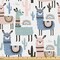 Ambesonne Llama Fabric by the Yard, Cartoon Style Hand Drawn South American Animals Alpacas and Llamas Design, Decorative Fabric for Upholstery and Home Accents, 3 Yards, White Teal